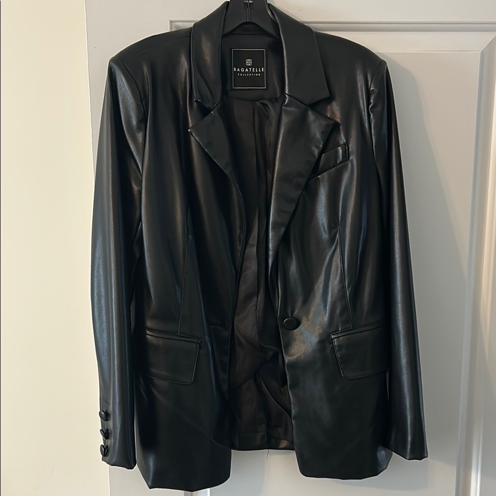 Bagatelle Black Faux Leather Blazer